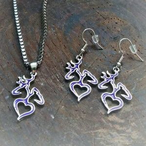 🆕 BROWNING Logo Necklace & Earring Set